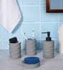300 ML Set Of 4 Grey Porcelain Matte Ebony Bath Set