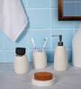300 ML Set Of 4 White Porcelain Glaze & Shine Bath Set