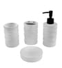 300 ML Set Of 4 White Porcelain Matte Ebony Bath Set