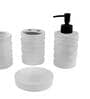 300 ML Set Of 4 White Porcelain Matte Ebony Bath Set