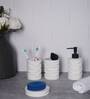 300 ML Set Of 4 White Porcelain Matte Ebony Bath Set