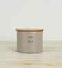 300 ml Tin Kitchen Storage Jar with Wooden Airtight Lid (Beige)
