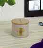 300 ml Tin Kitchen Storage Jar with Wooden Airtight Lid (Beige)
