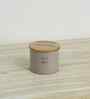 300 ml Tin Kitchen Storage Jar with Wooden Airtight Lid (Beige)