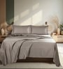 Grey 300 TC Cotton King Sized Bedsheet With 2 Pillow Covers