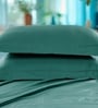 Teal Blue 300 TC Cotton King Sized Bedsheet With 2 Pillow Covers