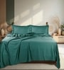 Teal Blue 300 TC Cotton King Sized Bedsheet With 2 Pillow Covers