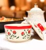 300ml Red Drape Ceramic Bowl with Lid