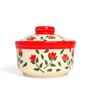 300ml Red Drape Ceramic Bowl with Lid