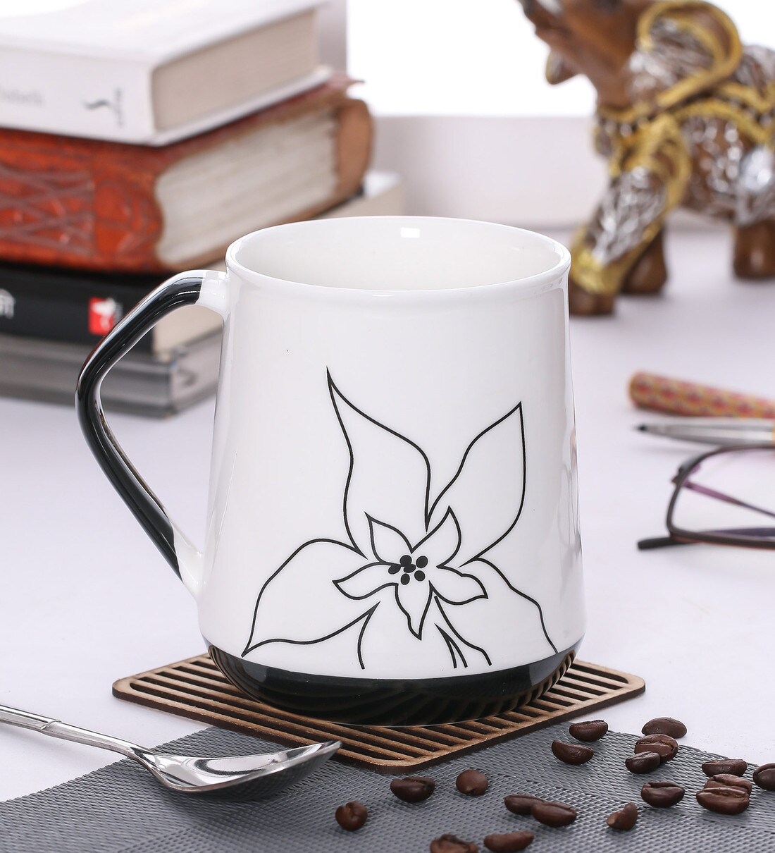 Buy 350 Ml White Porcelain Printed Big Size Coffee Mug By Jcpl Online Coffee Mugs Serveware Discontinued Pepperfry Product