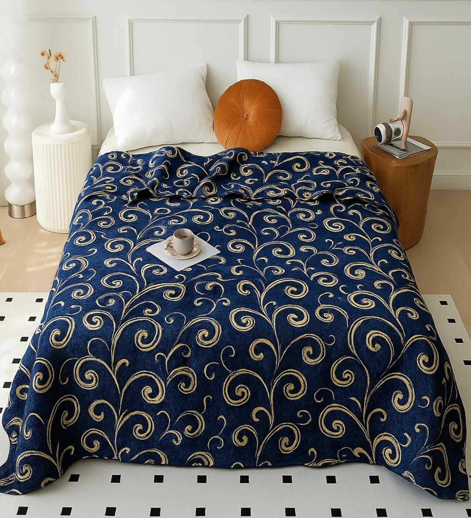 Blue 350 GSM Silky Touch Premium Super Soft Doube Bed Blanket