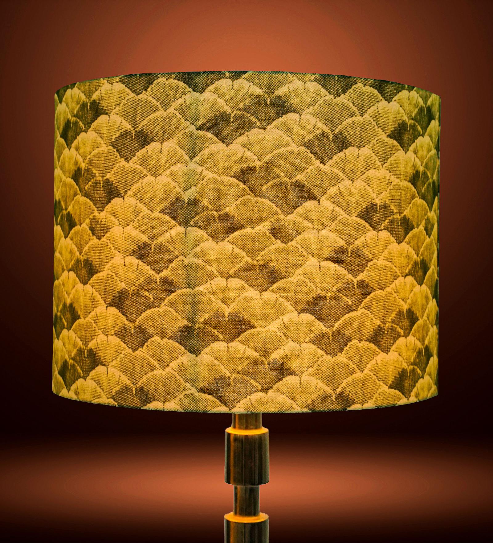 Green 35cm drum hardback premium lampshade in cotton .