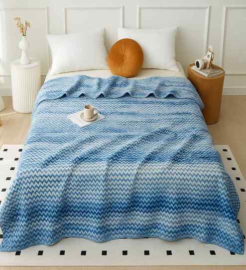 Blue 350 GSM Silky Touch Premium Super Soft Doube Bed Blanket