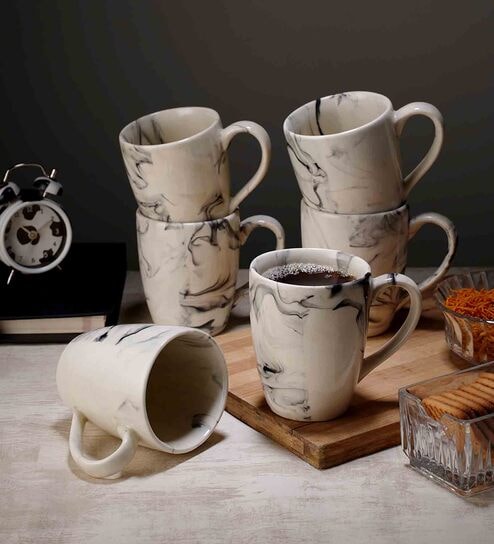 350Ml White Ceramic (Set Of 6 ) Coffee Mug