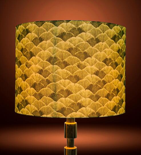 Green 35cm drum hardback premium lampshade in cotton .