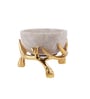 350ml Stoneware Marble Dry Fruit Bowl with with Brass Metal Stand (Beige & Gold)