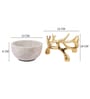 350ml Stoneware Marble Dry Fruit Bowl with with Brass Metal Stand (Beige & Gold)