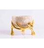 350ml Stoneware Marble Dry Fruit Bowl with with Brass Metal Stand (Beige & Gold)