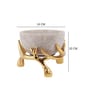 350ml Stoneware Marble Dry Fruit Bowl with with Brass Metal Stand (Beige & Gold)
