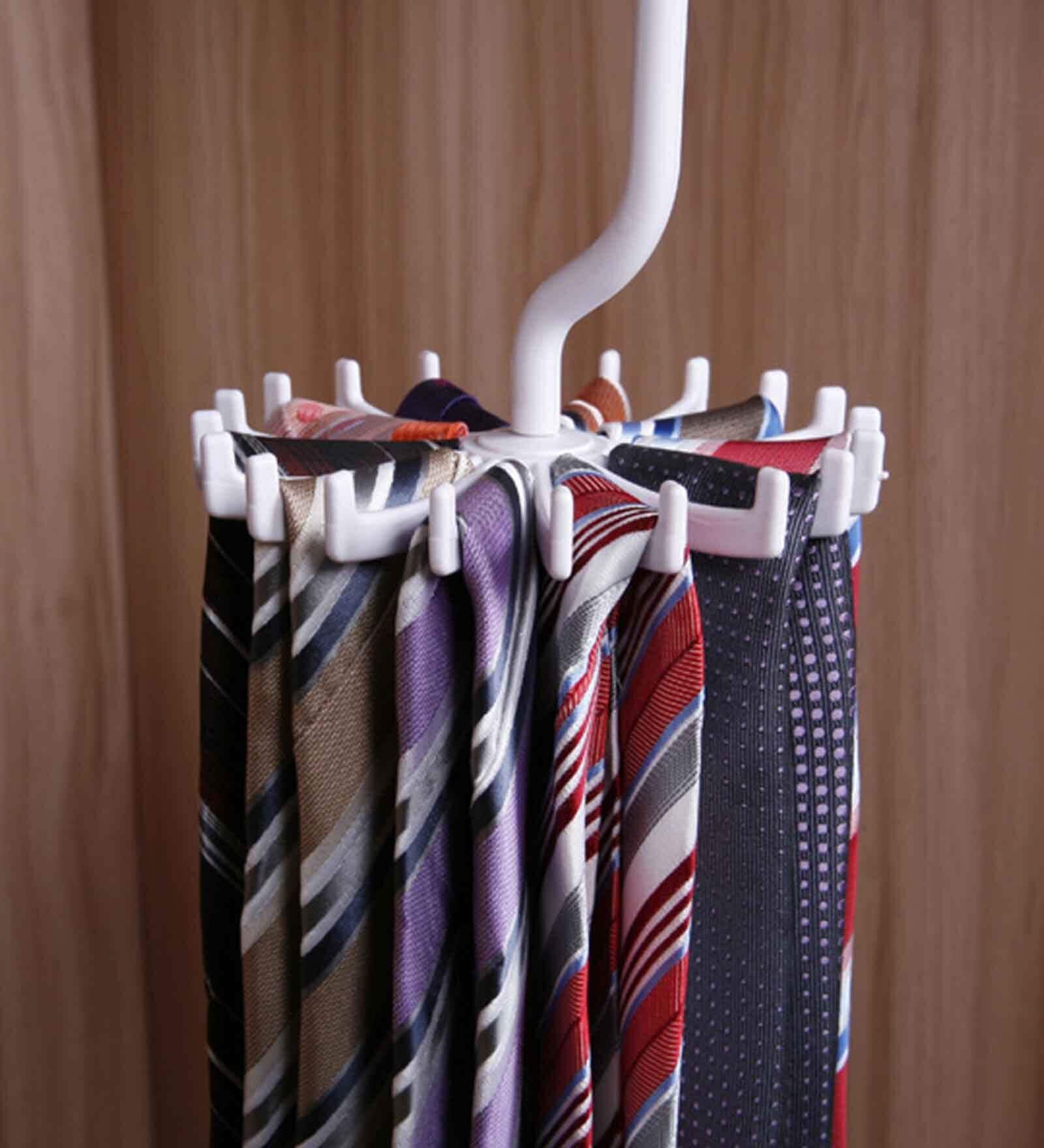 360 Degree Rotating White Tie Hanger