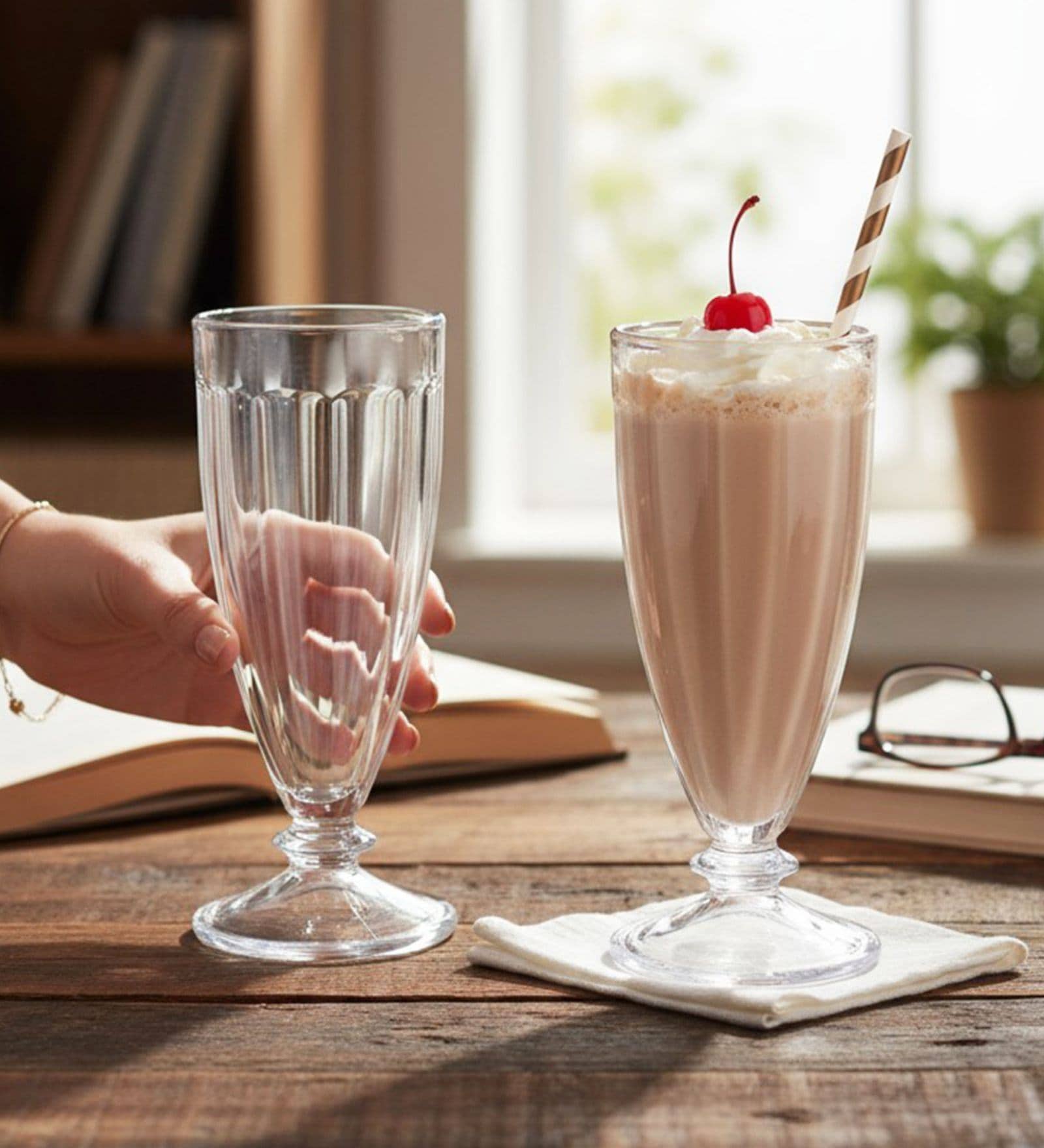 360 ml Dessert Glass Set of 2 from Brazil | Cone Shaped Ice Cream Glasses for Milkshake, Cocktail, Dessert, Ice Cream, Falooda, Wine, Cocktails | Perfect for Home, Cafes & Restaurants