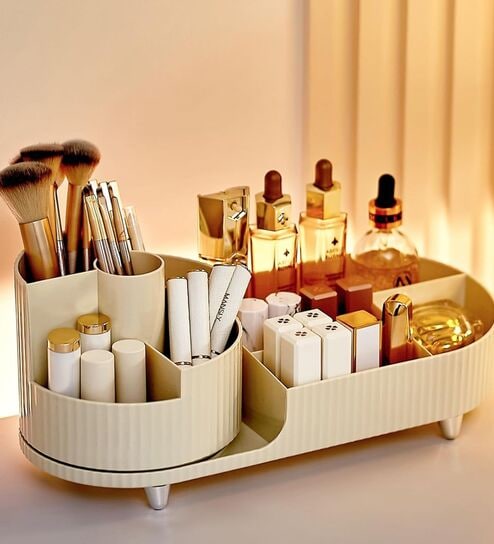 Assorted 360 Degree Rotating Makeup Organizer with Brush Holder