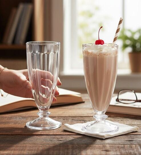 360 ml Dessert Glass Set of 2 from Brazil | Cone Shaped Ice Cream Glasses for Milkshake, Cocktail, Dessert, Ice Cream, Falooda, Wine, Cocktails | Perfect for Home, Cafes & Restaurants