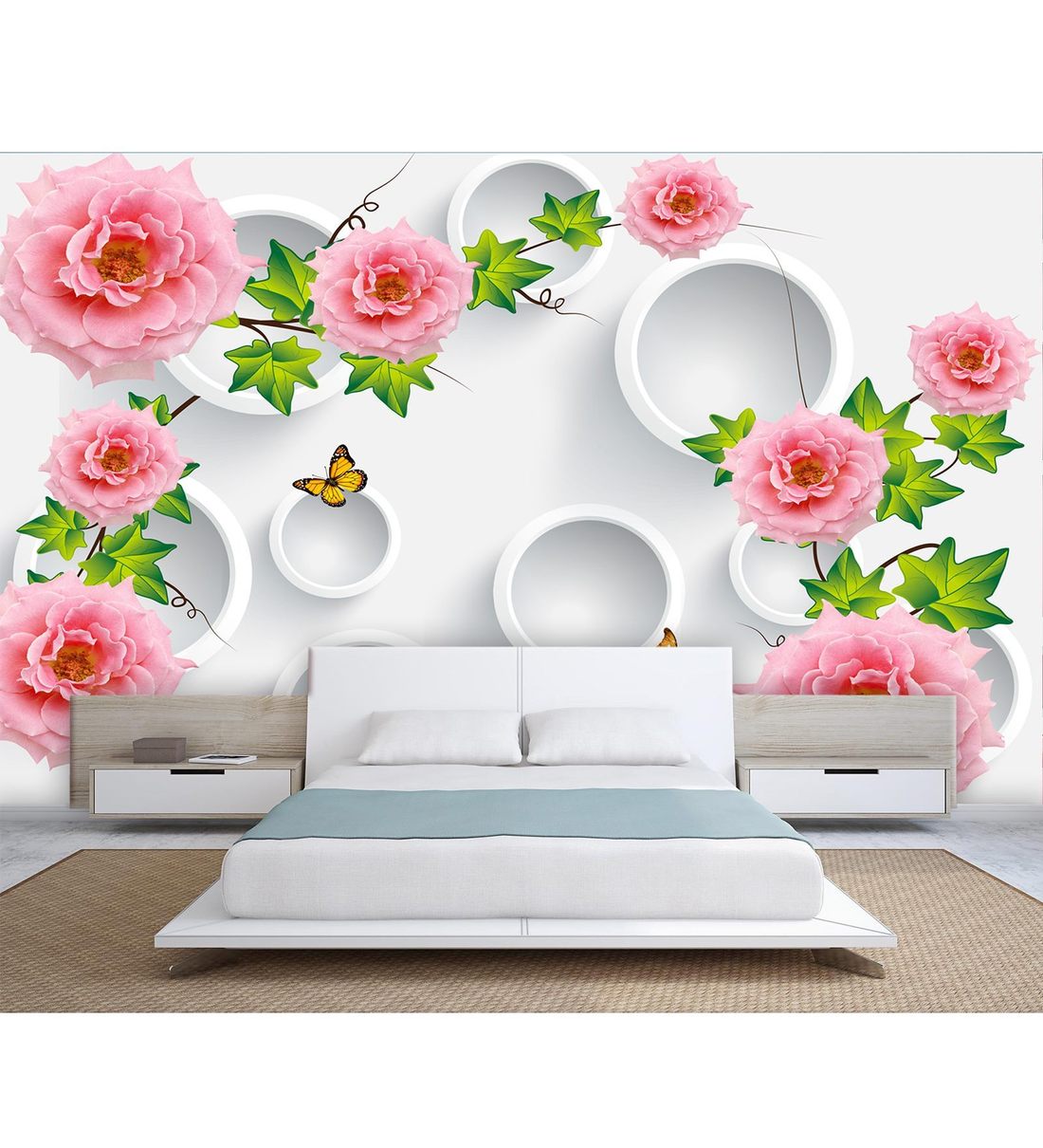 Buy 3d Pink Roses And Leaves Non Woven Paper 13x10 Feet Wallpaper By 999store Online 3d Wallpapers Furnishings Home Decor Pepperfry Product