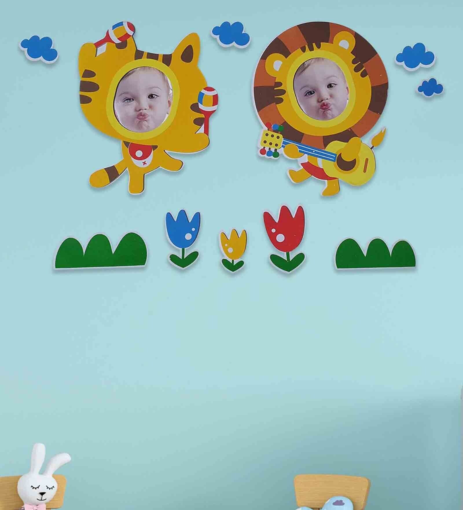 3D Decal Design Multicolour Wood (Pack of 10) Kids Wall Stickers