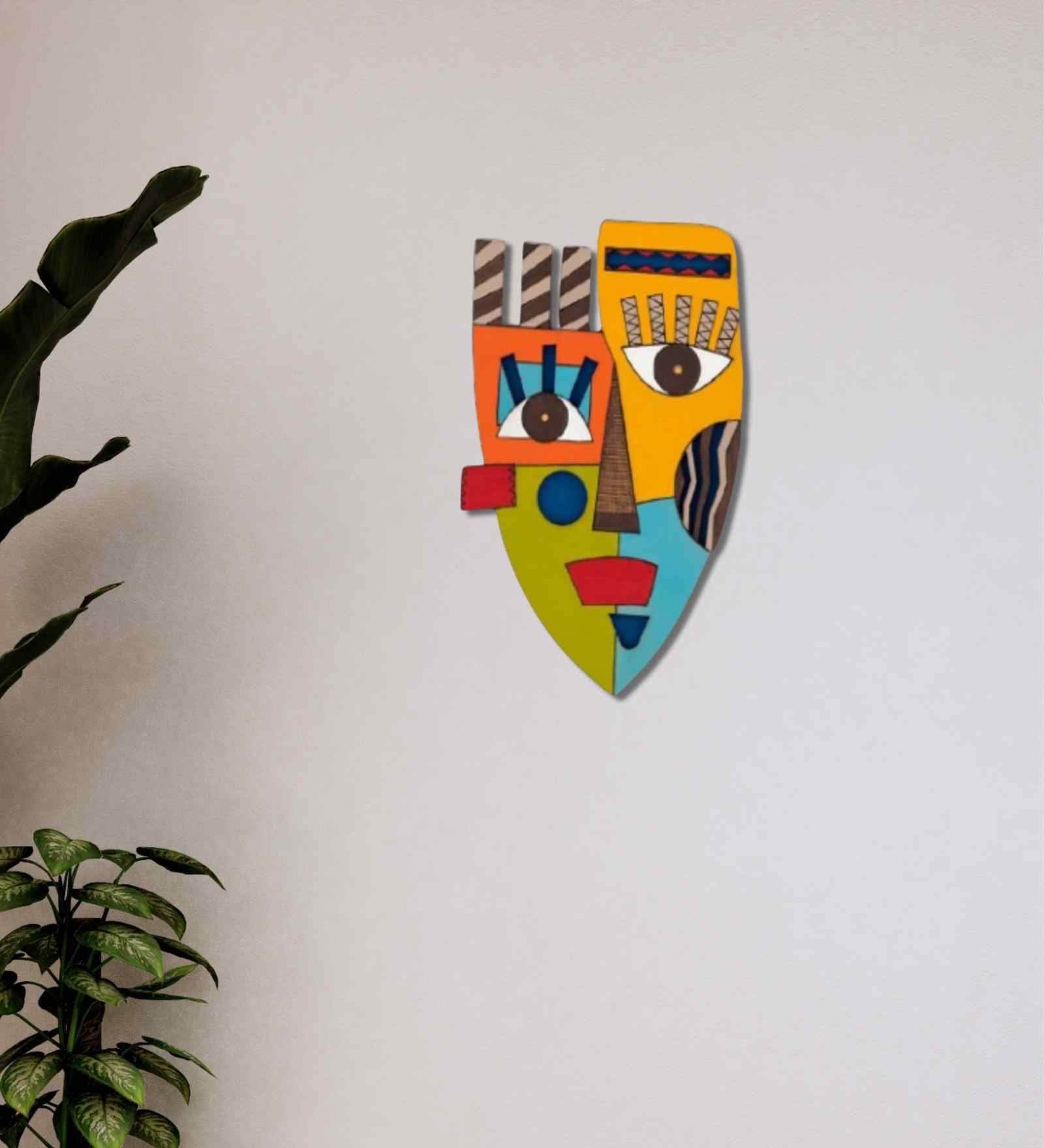 3D Face Decorative Wooden Wall Hanging Decor