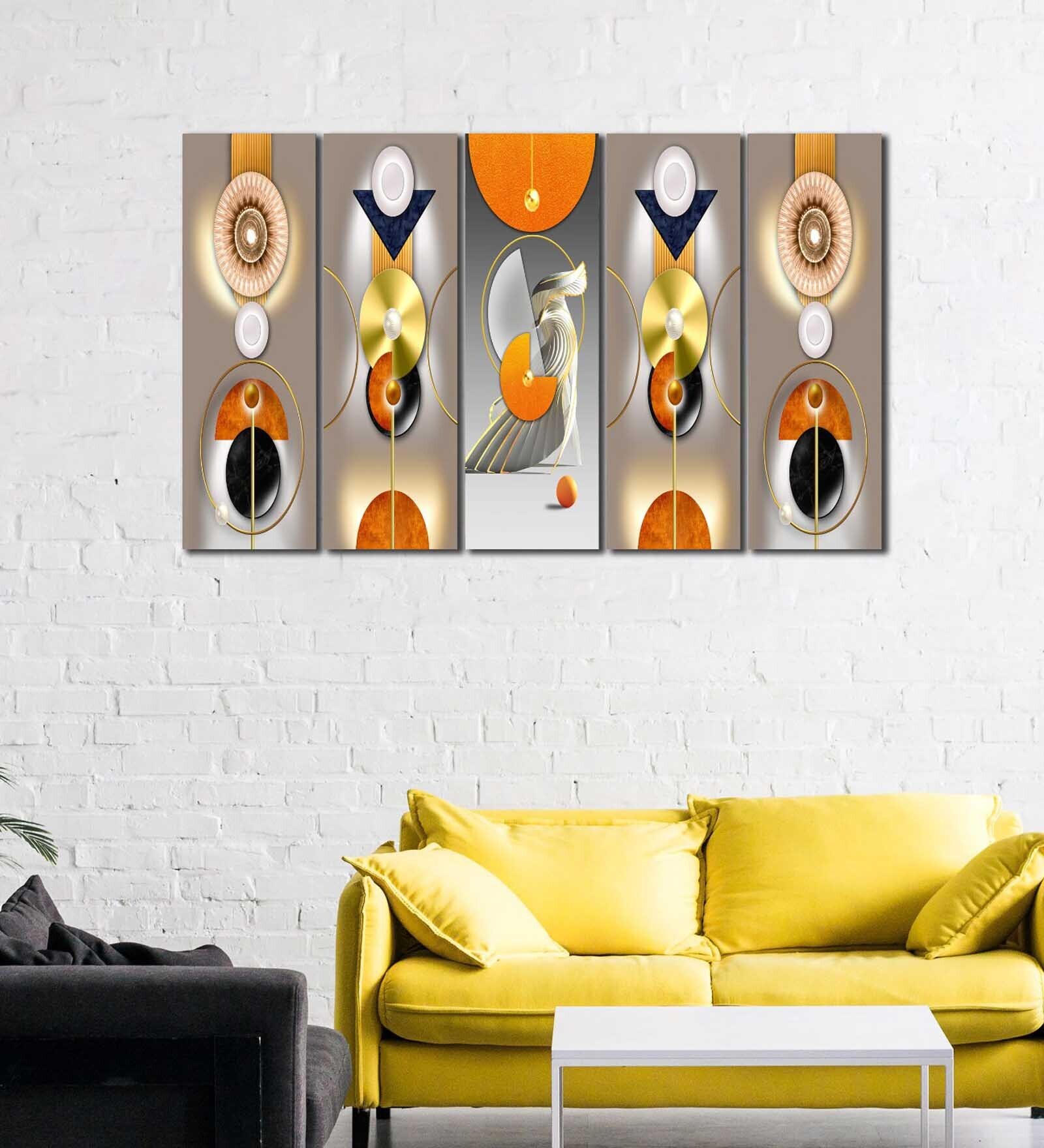 3D Nordic Abstarct MDF Art Panel Set of 5