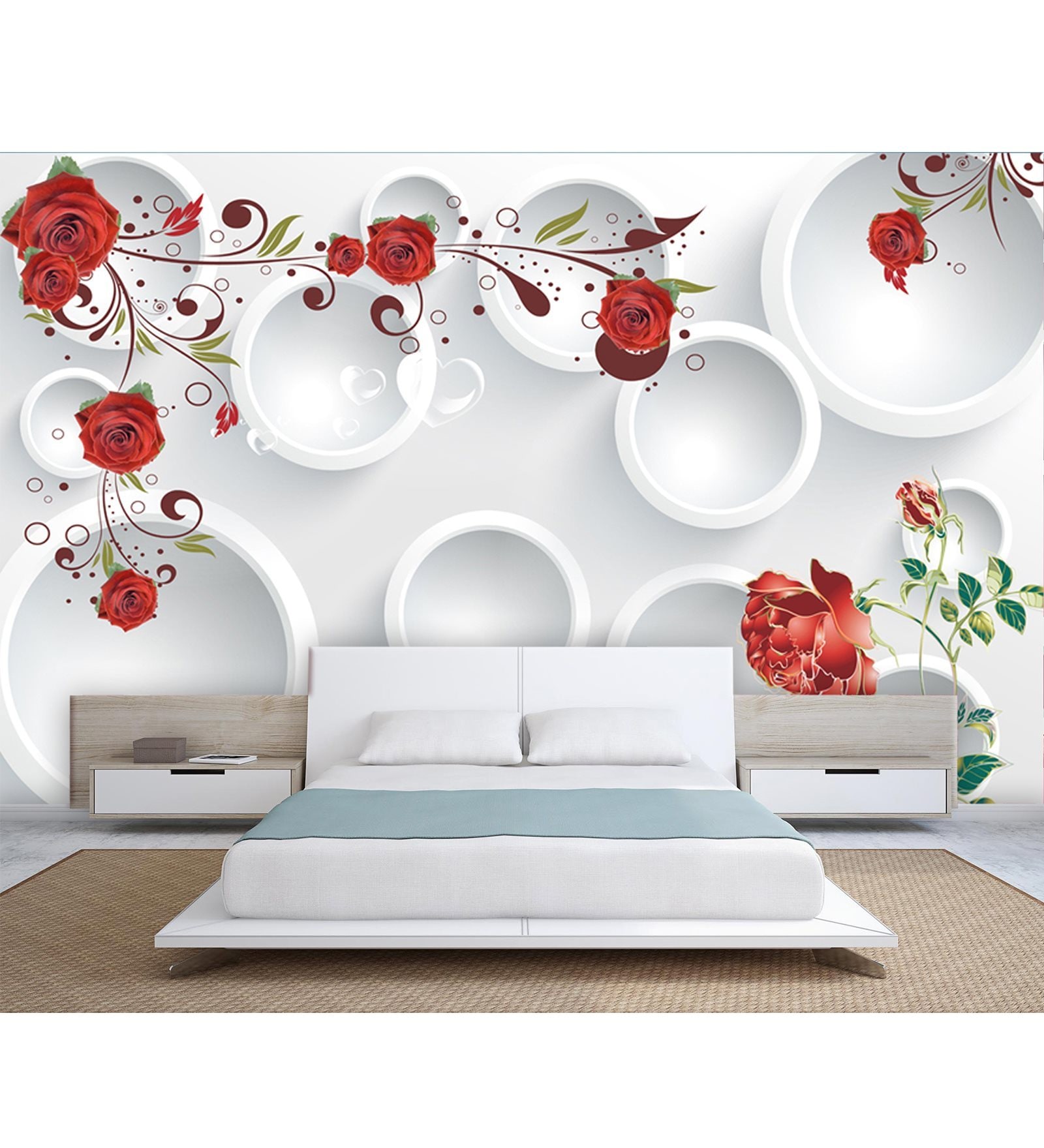 999Store 3D Printed Living Room Wall Sticker roll Floral Flower Golden  Flowers and Lady Mural Wallpaper Walpaper Paper ( Vinyl Self Adhesive 48X36  Inches ) NonW4301278 - Amazon.com