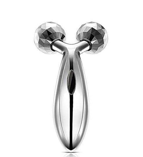 3D Solar Powered Facial & Body Massage Roller ABS/Metal Massager (Silver)