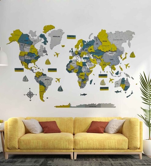 World Coloring Map for Kids - Wall Decal Map