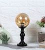 3D Amber & Black Glass & Metal Table Lamp