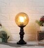3D Amber & Black Glass & Metal Table Lamp