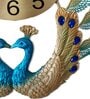 Green Metal Peacock Traditional Wall Clock