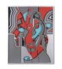 3D Faces Pinewood Wall Mural in Multicolour
