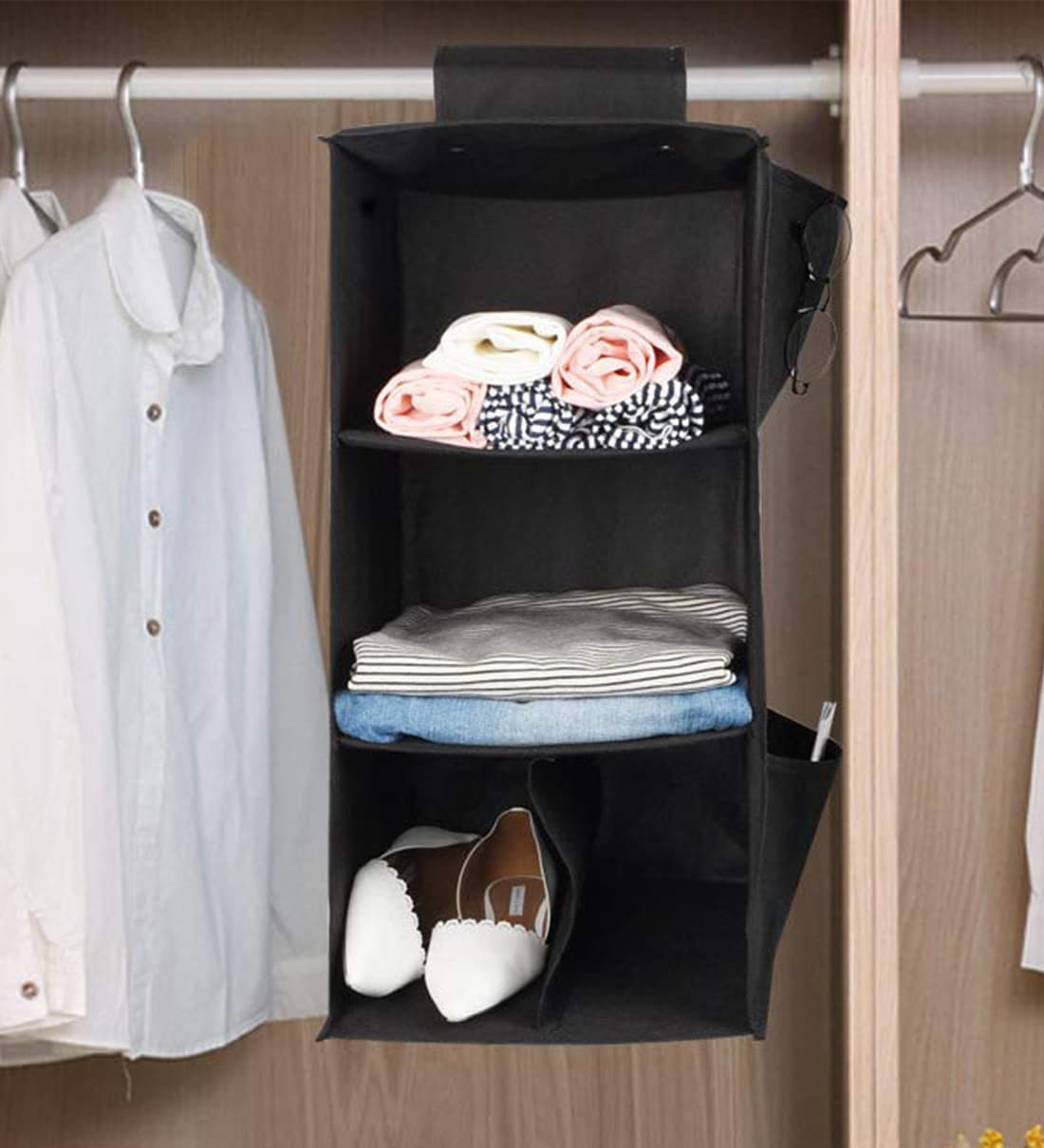 Buy 3 Commpartments Plastic Hanging Shelves In Black By My Gift Booth