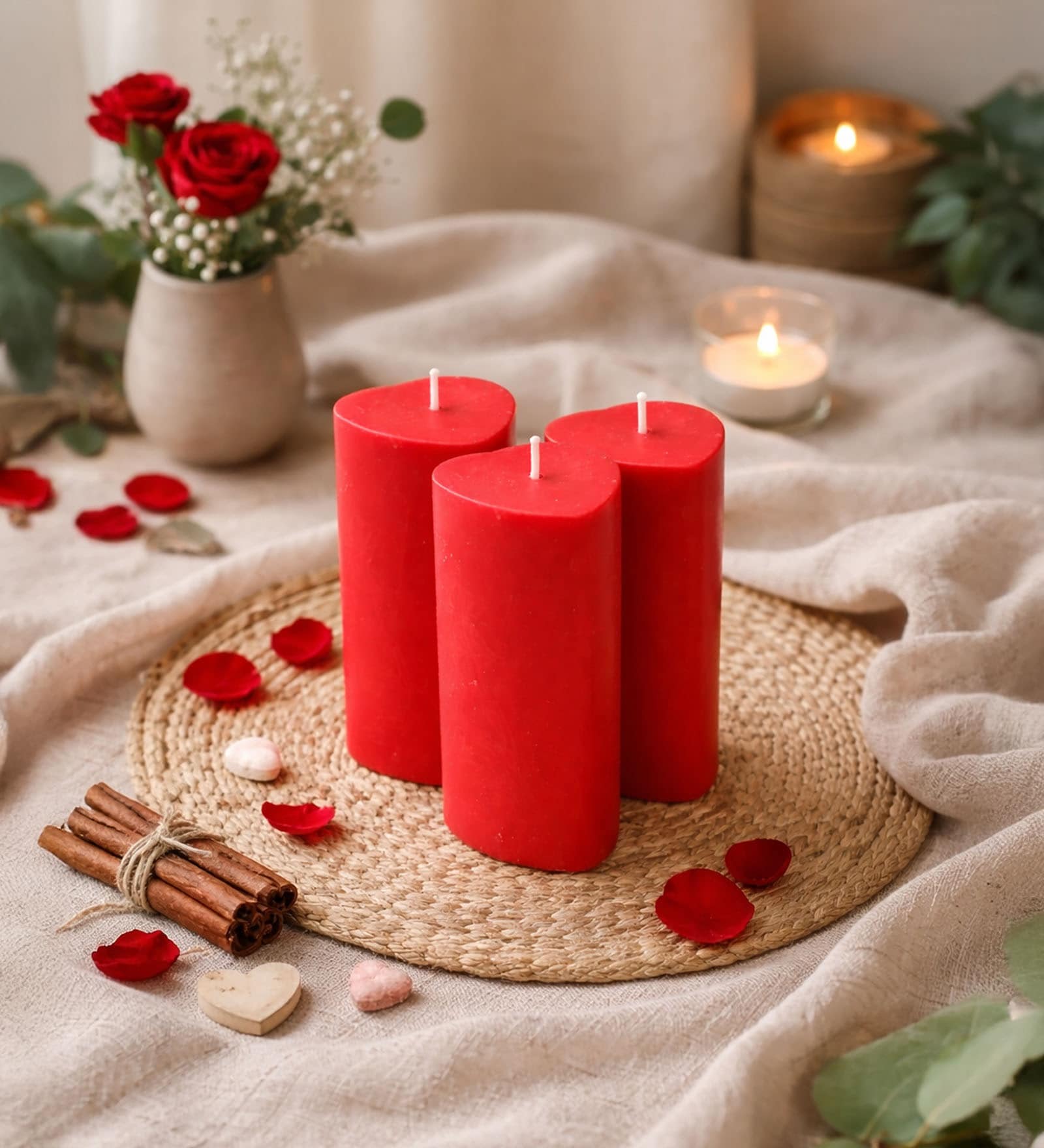 Pack of 3 High Apple Cinnamon Fragrance 4.5 Inch Pillar Candles