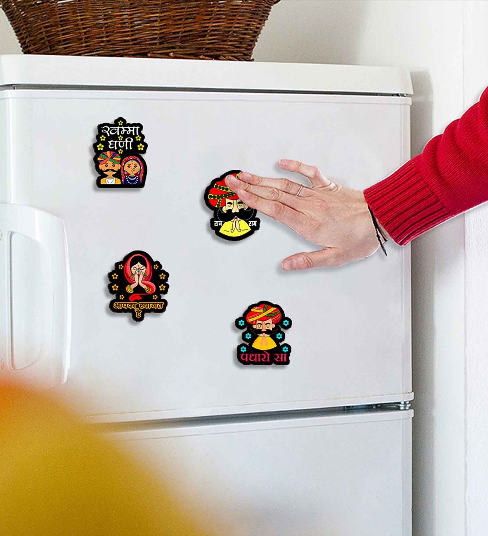 4 Pcs Rajasthani Wooden Fridge Magnets