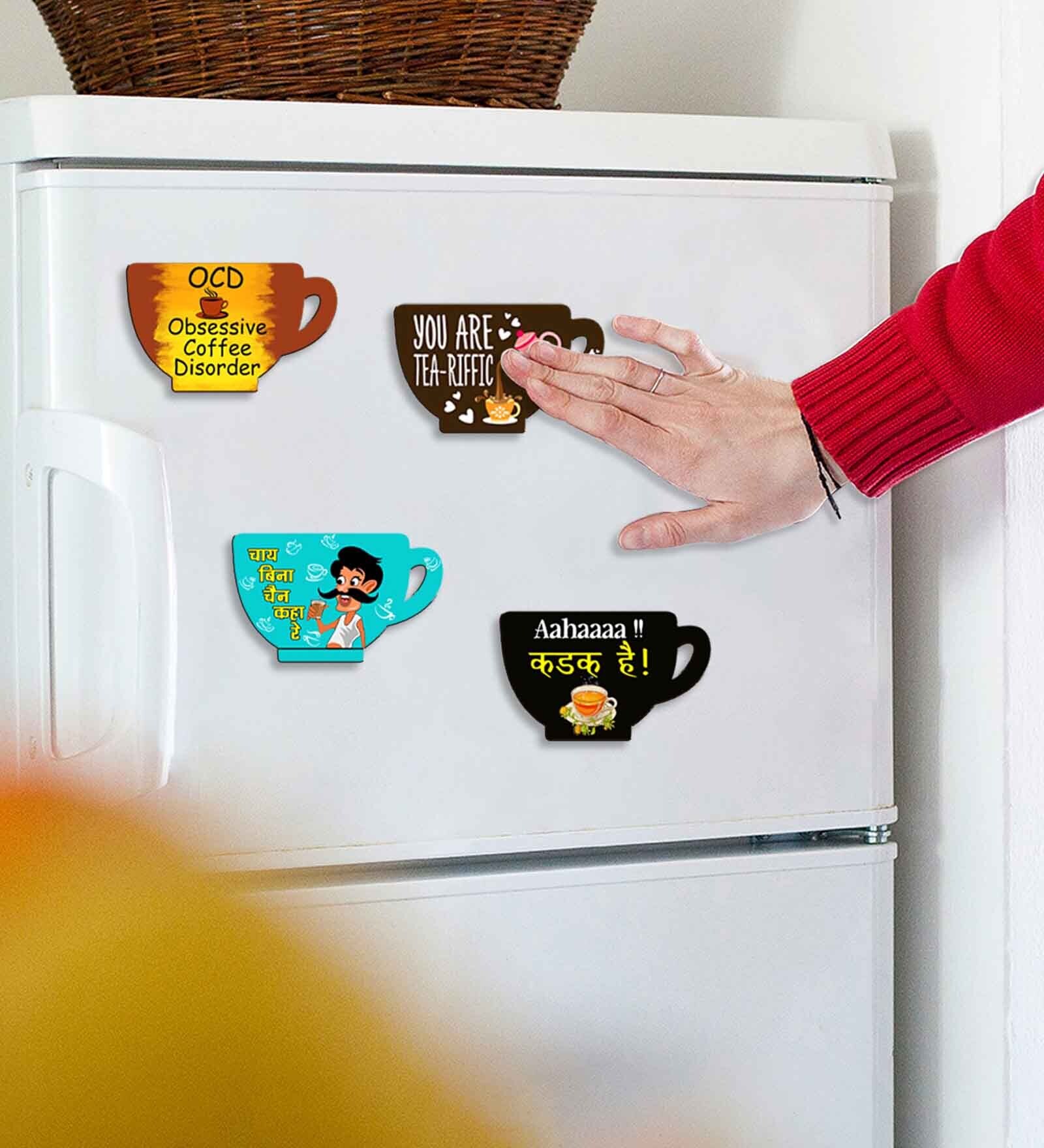 4 Pcs Achaaaa Wooden Fridge Magnets