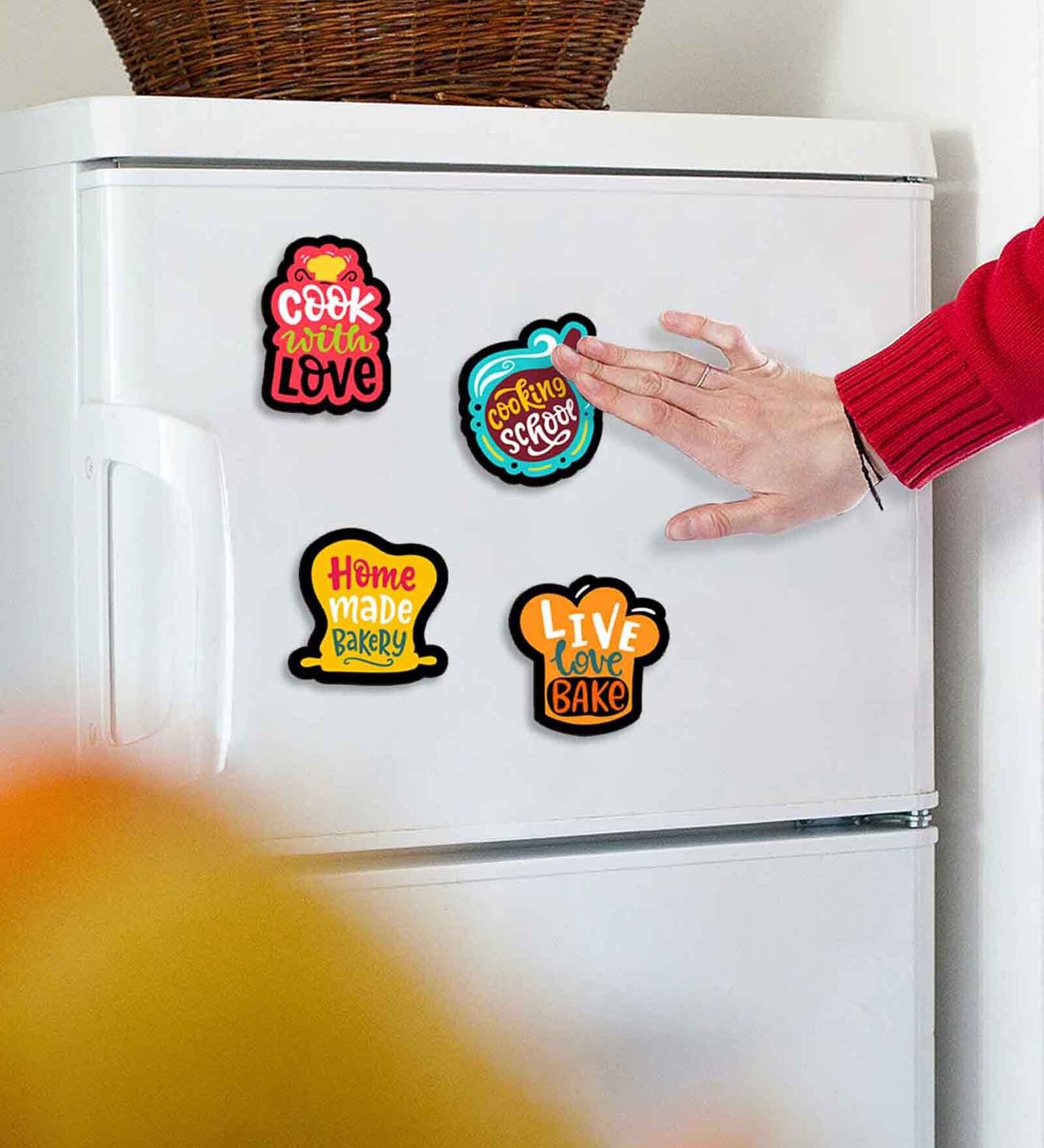 4 Pcs Cook Love Wooden Fridge Magnets