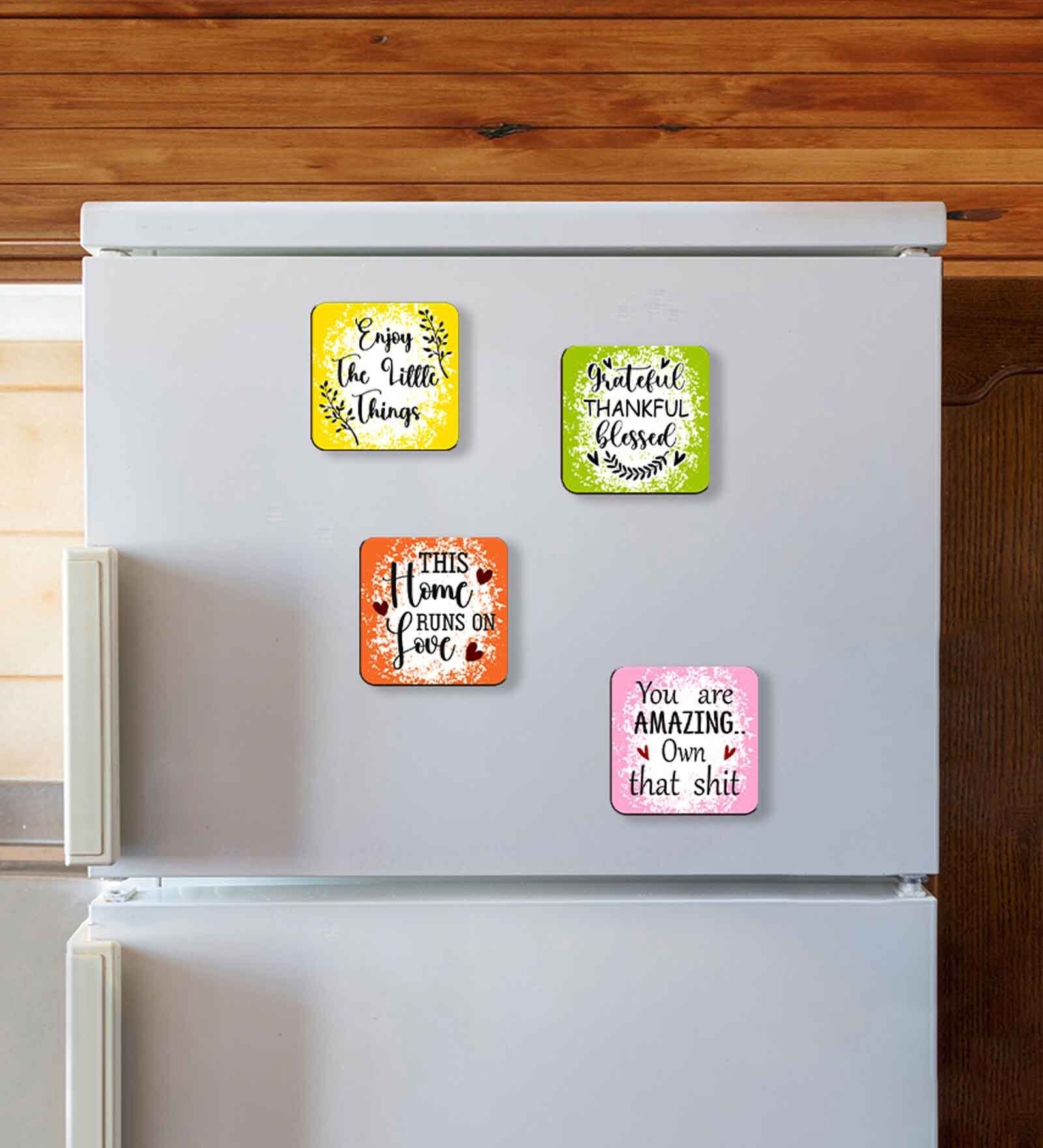 4 Pcs This Home Wooden Fridge Magnets