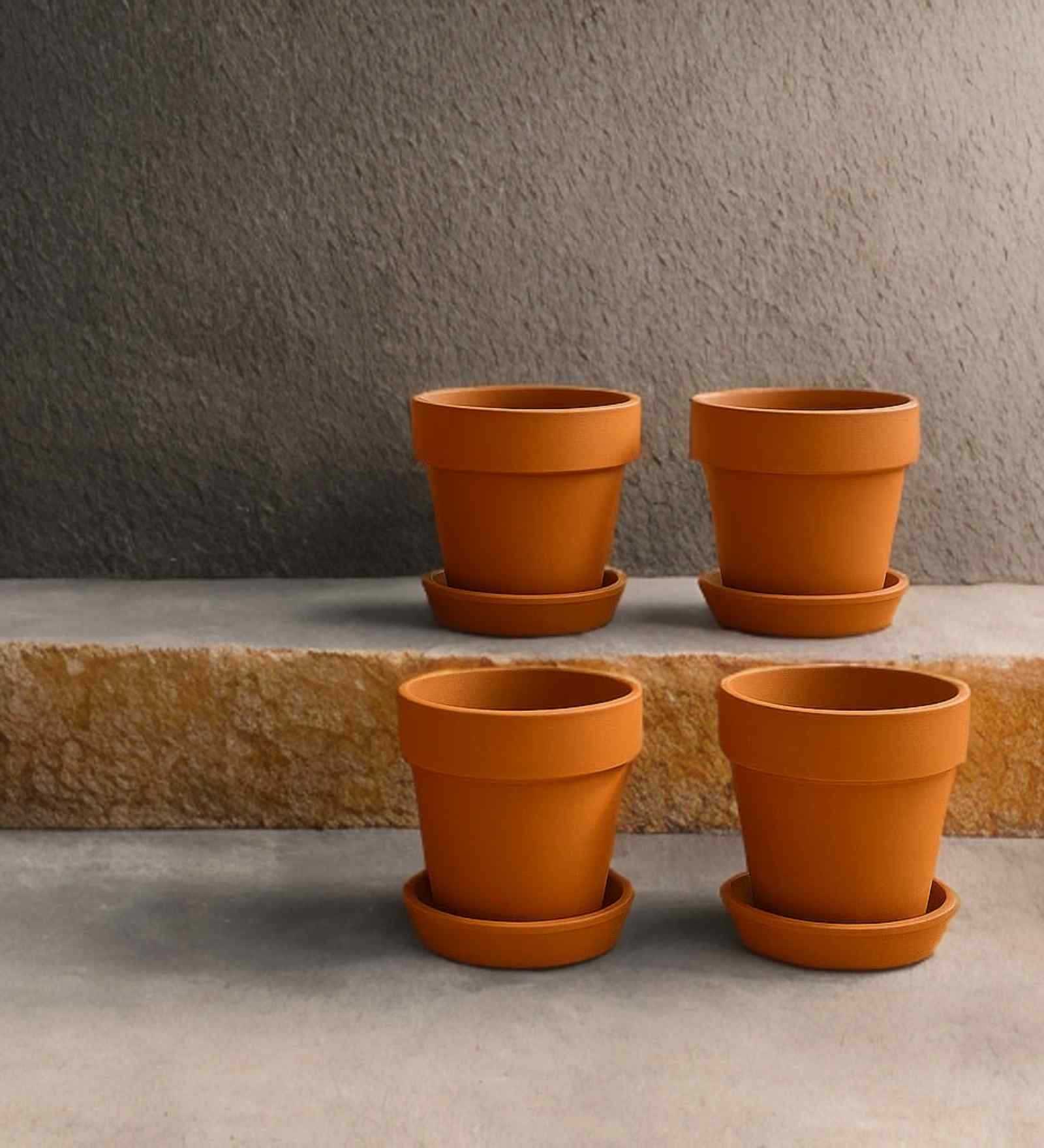 4 Pcs Red Terracotta 7.5 Inchs Planters