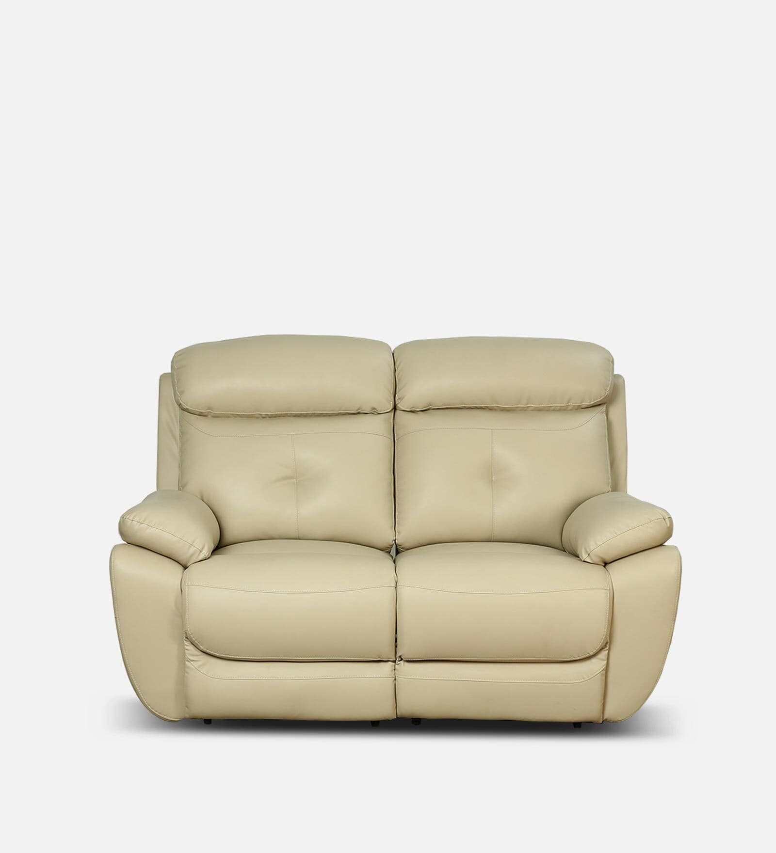 4 Square Leatherette Manual 2 Seater Recliner in Beige Colour