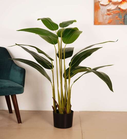 4.5Ft Artificial Banana Plant with Black Pot