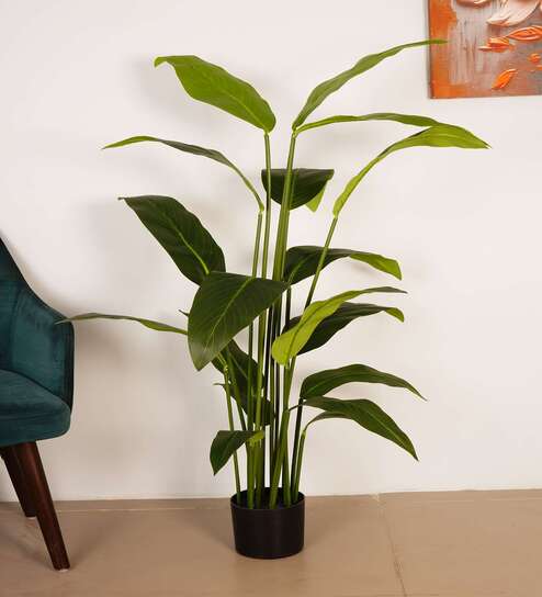 4.6Ft Artificial Bird of Paradise Tree Plant with Pot