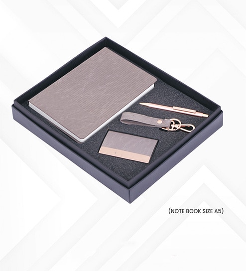 wens 4 in 1 Grey Notebook, Pen, Keychain & Cardholder Combo Gift Set-picture-17