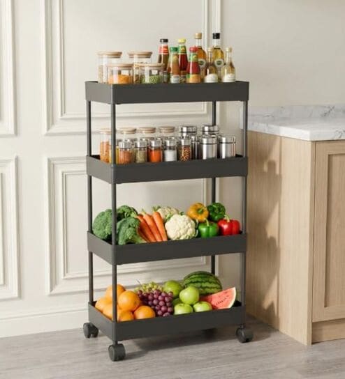 4 Layer Storage Organizer Powder Coated With Wheels